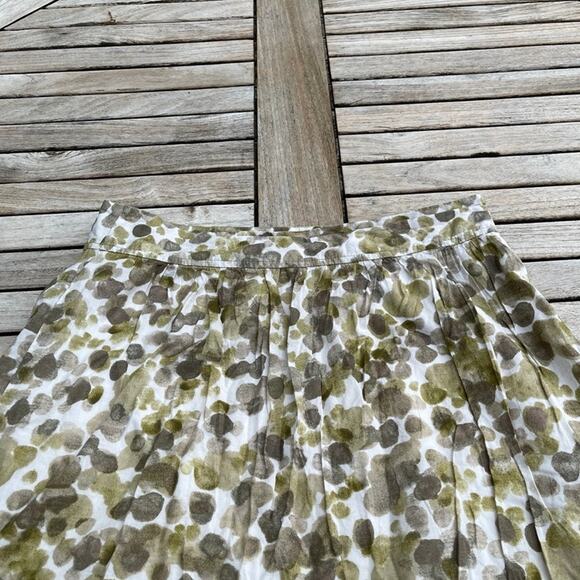 Anne Taylor Loft Womens Size 4 Mini Skirt Dotted Green Tan White Ruffled Lined - Picture 2 of 15
